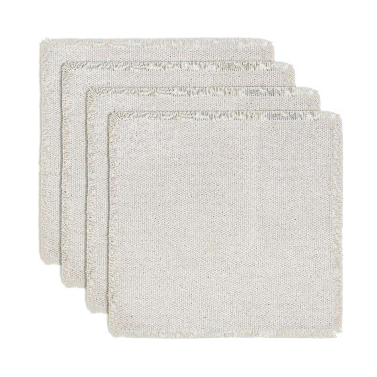 Hausattire Cotton Frayed Placemats Set of 4 Dining Table 14x14 Inch | Rustic Vintage Boho Washable Easter Placemat for Outdoor Parties BBQ's Wedding, Holiday, Special Occasions, Nubby Cotton - Brown