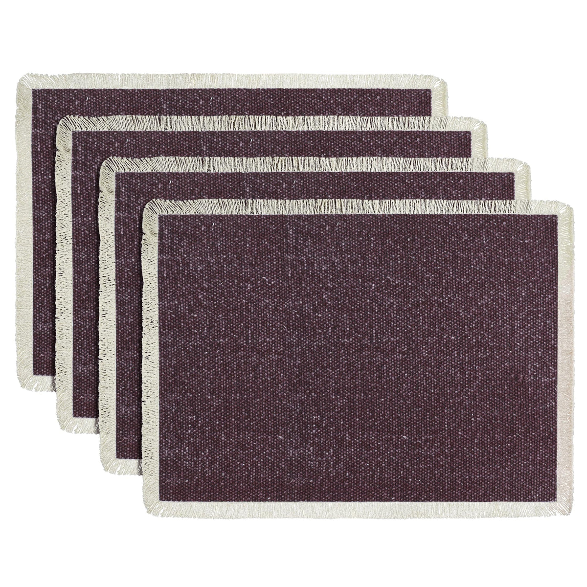 Hausattire Cotton Frayed Placemats Set of 4 Dining Table 14x14 Inch | Rustic Vintage Boho Washable Easter Placemat for Outdoor Parties BBQ's Wedding, Holiday, Special Occasions, Nubby Cotton - Brown