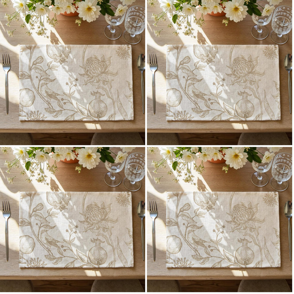 JINCHAN Linen Textured Placemats Set of 4 Farmhouse 13x19 Heathered Green