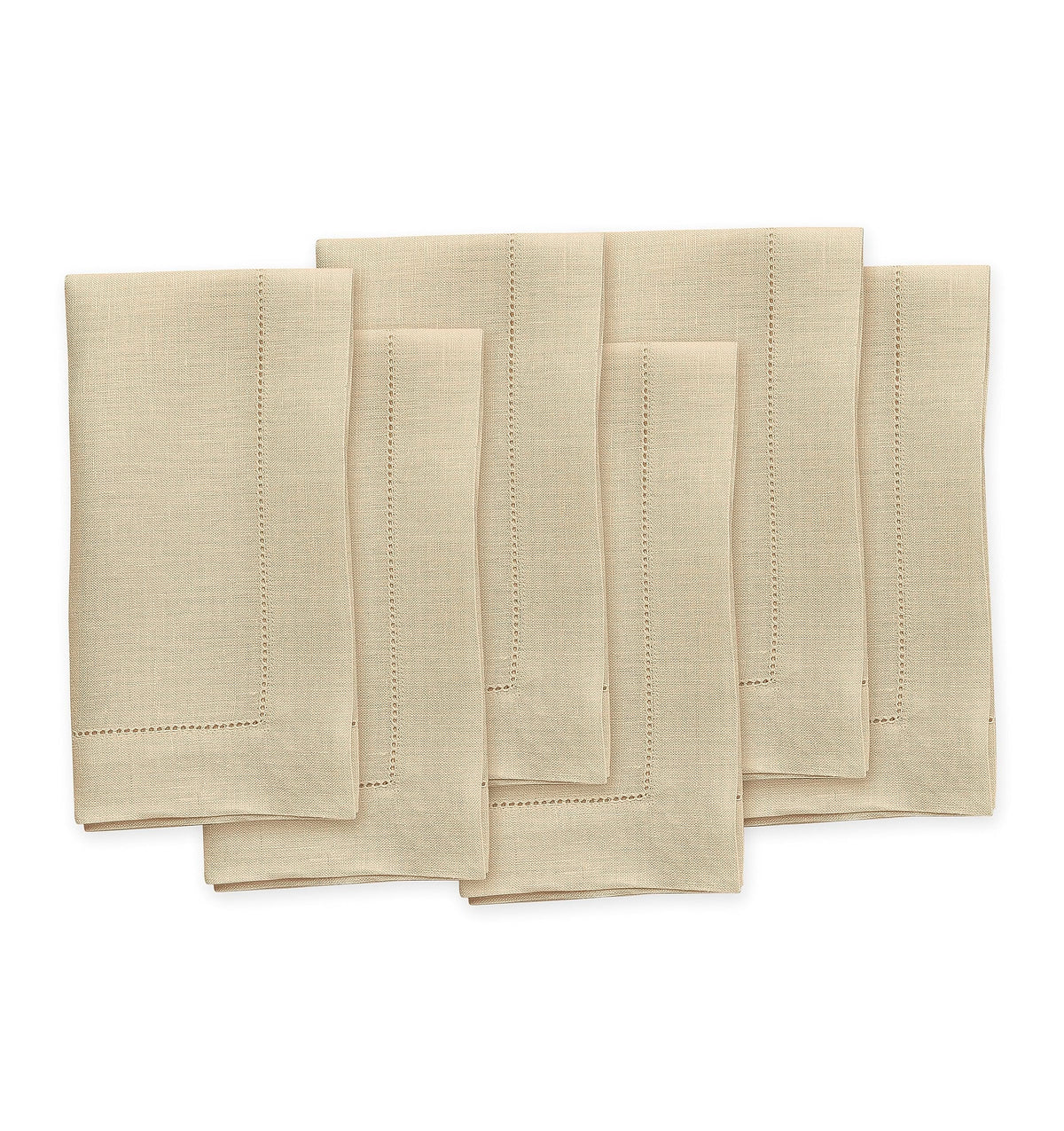 Solino Home 100% Pure Linen Placemats Green Hemstitch, 14 x 19 in, Set of 4