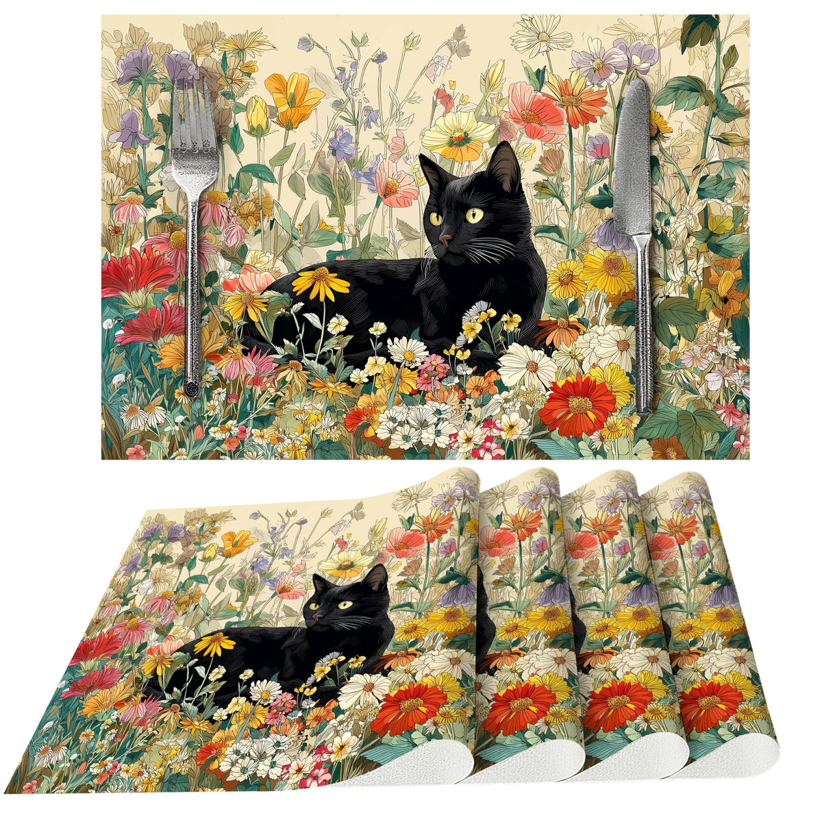 Tropical Palm Tree Placemats Set of 4 Washable Table Place Mats for Dining Kitchen Party Decor