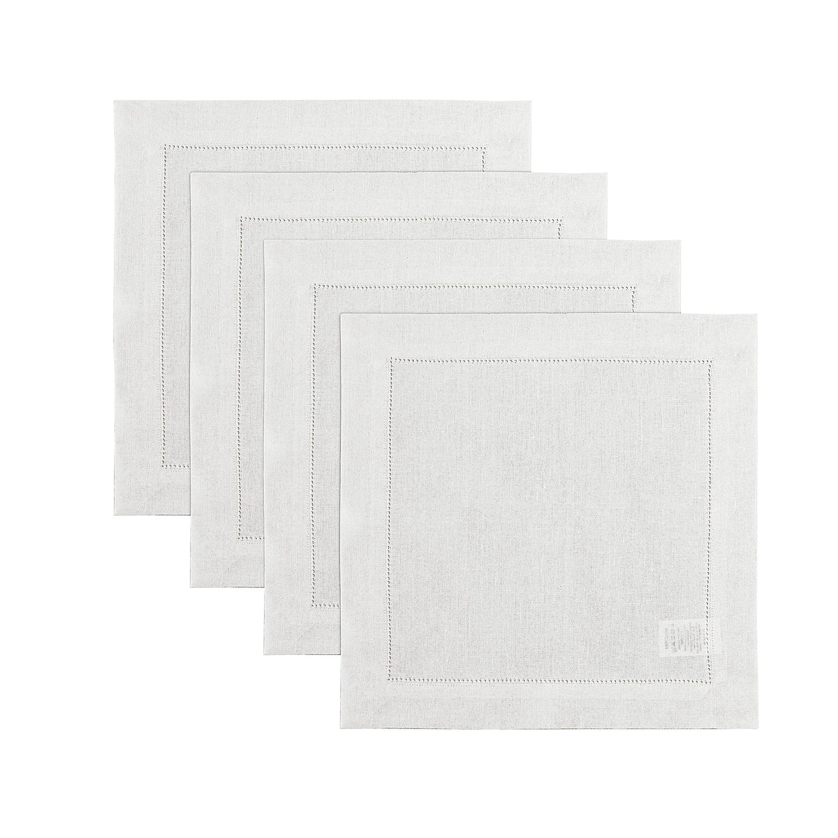 Solino Home 100% Pure Linen Placemats Green Hemstitch, 14 x 19 in, Set of 4