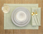 Solino Home 100% Pure Linen Placemats Green Hemstitch, 14 x 19 in, Set of 4