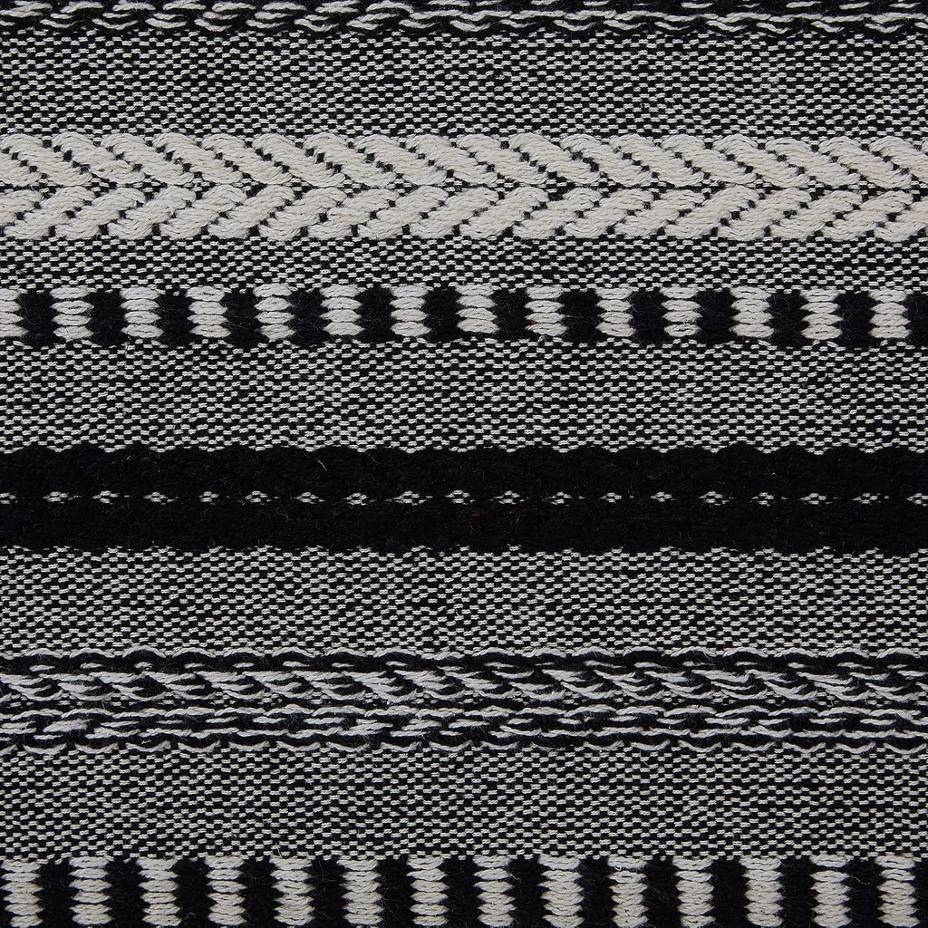 DII Braided Stripe Table Runner, 15x72 with 2.5" Fringe, Black