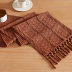 ZeeMart Macrame Style Boho Table Runner, 12x72 Inch Ivory