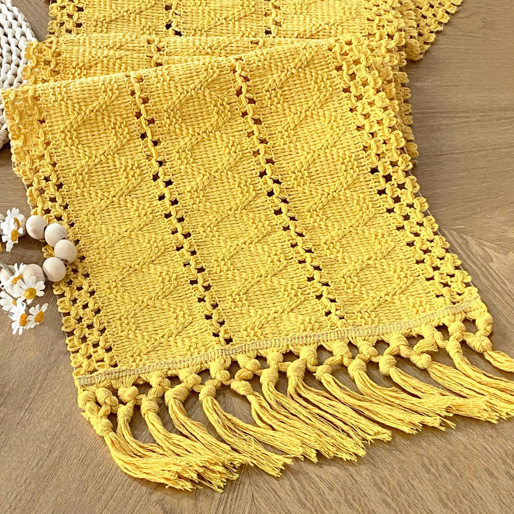 FEXIA Boho Table Runner Fall Burlap Brown Coffee Table Decor 12x72 Inch